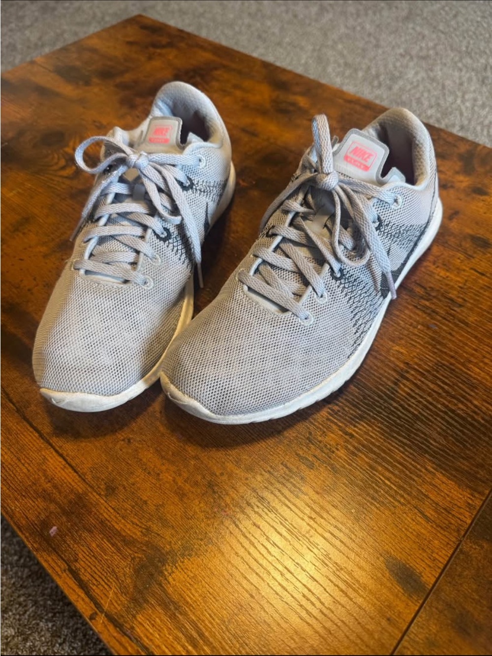 Nike Grey Mesh Sneakers with Pink Accent